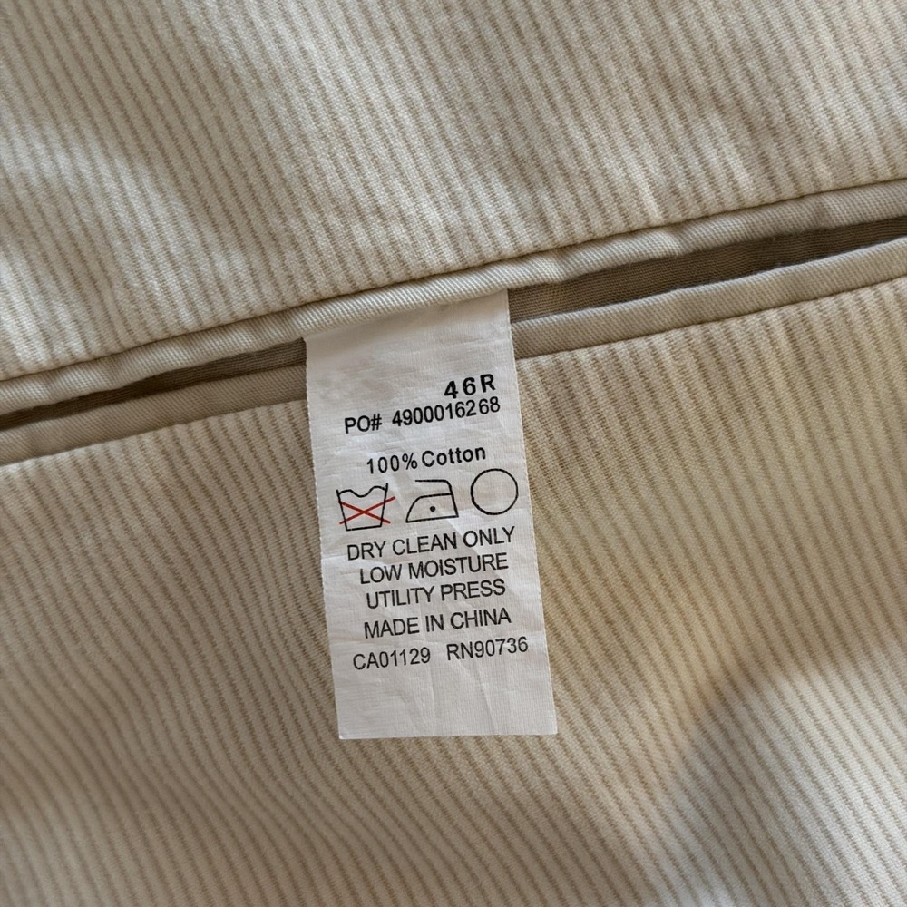 Calvin Klein Cream Pinstripe Cotton Blazer Sport Coat Jacket Men's 46R Coastal - Picture 12 of 16